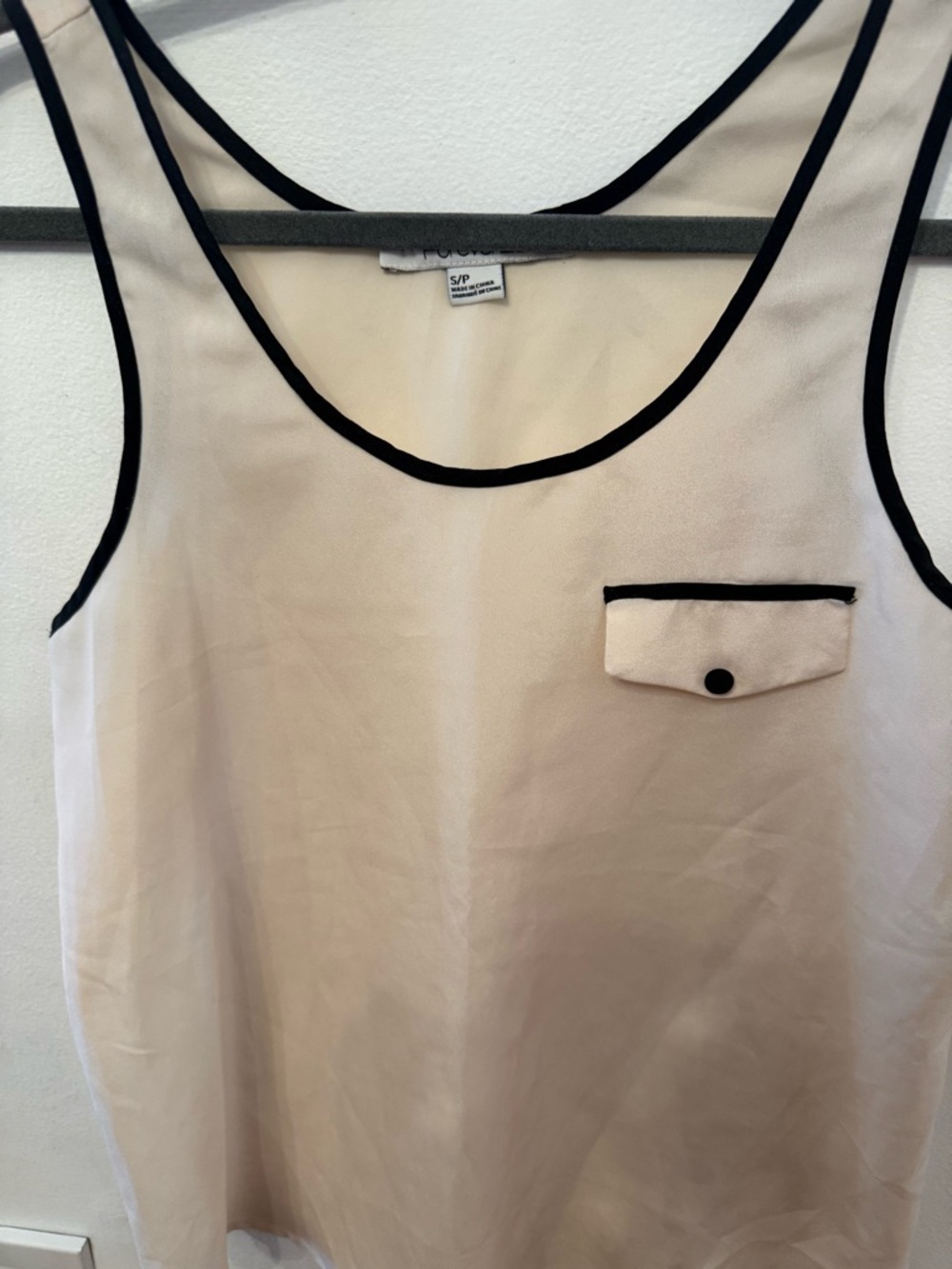 Forever 21 Cream Tank Top with Black Trim